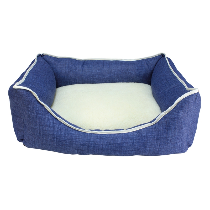 Cama Borrego Azul para perros y gatos 60x55x18cm
