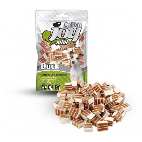 Calibra joy dog mini sandwich bacalao pato snack para perros