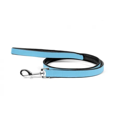 Correa Gloria Pets De Piel Acolchado Color Azul Para Perros