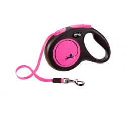 Flexi New Neon correa extensible de cinta rosa 5m