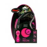 Flexi New Neon correa extensible de cinta rosa 5m