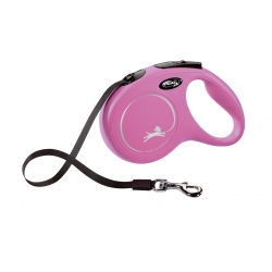 Flexi New Classic correa extensible de cinta rosa (3m a 8m)