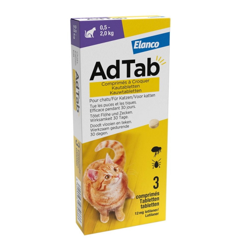Adtab 1 Comprimido Masticable Antiparasitario Para Gatos 0,5-2 Kg
