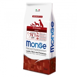 Monge Pienso para Perros Adultos con Cordero, Arroz y Patata