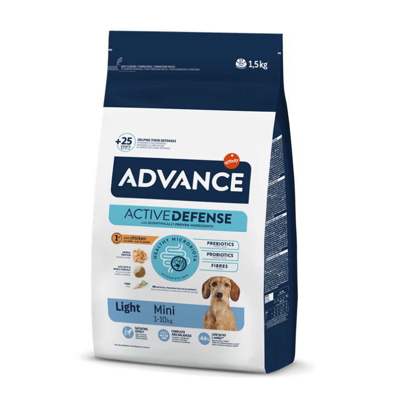 1.5 Kg. Advance Mini Adult Light pienso para perros mini con pollo