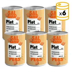 Latas Plet para perros adultos. Salmón con guisantes.