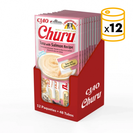 Pack Churu para gato adulto Pure de Atún Con Salmon 12x56gr