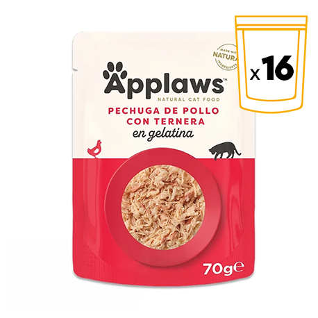 Applaws Sobres de Comida Húmeda en Gelatina para Gatos con Pollo y Ternera