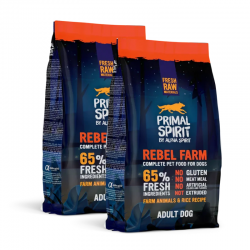 Alpha Spirit pienso para perros Primal 65% Rebel Fram con Pollo y Pescado
