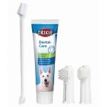 Trixie Set de Higiene Dental para Perros (Pasta, Cepillo y Cepillo de Dedos)