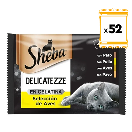 Sheba Delicatezze Multipack Comida Húmeda en Gelatina para Gatos Selección Aves