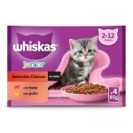 Whiskas Junior Comida húmeda en Gelatina para Gatitos Selección de Carnes