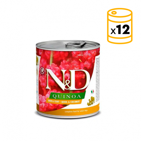 Farmina ND Dog Quinoa Skin Coat Codorniz comida húmeda para perros 6x285grs