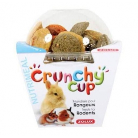 Zolux Crunchy Cup Snack Natural de Zanahoria y Alfalfa para Pequeños Mamíferos
