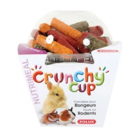 Zolux Crunchy Cup Snack Natural de Zanahoria, Alfalfa y Remolacha para Pequeños Mamíferos