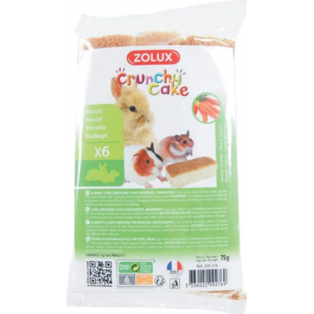 Zolux Crunchy Cake Snack Natural de Zanahoria para Pequeños Mamíferos
