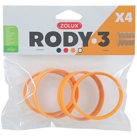 Zolux 4 Anillos Conectores para Tubos Rody3 para Pequeños Mamíferos color Amarillo