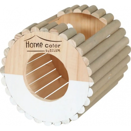 Zolux Caseta Redonda de Madera para Roedores Medianos Color Blanco