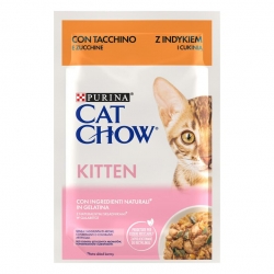 Purina Cat Chow Kitten Comida Húmeda en Gelatina para Gatitos con Pavo