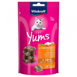 Vitakraft Yums Snack para Gatos Rellenos de Pollo y Hierba Gatera