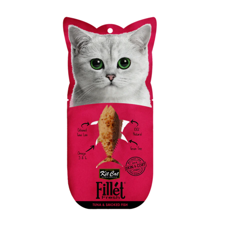 Kit Cat FilletFresh Snack para Gatos Atún y Pescado Ahumado