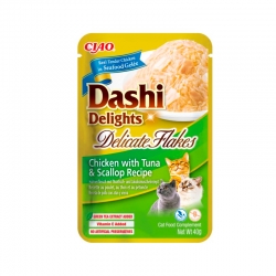 Churu Dashi Delight Flakes Comida Húmeda en Caldo con Pollo Atún y Vieiras