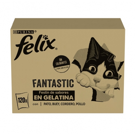 Felix Fantastic Megapack Comida Húmeda para Gatos en Gelatina Selección de Carnes y Aves