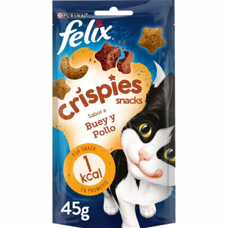 Felix Crispies Snack para Gatos de Buey y Pollo