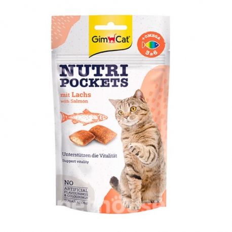 GimCat Nutri Pockets Snack para Gatos Omega 3 con Salmón