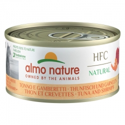 Almo Nature HCF Natural Comida Húmeda para Gatos con Atún y Gambas