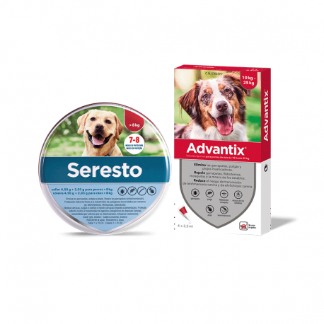 Pack Súper Protección: collar Seresto más de 8kg + Advantix 4 pipetas 10-25kg 