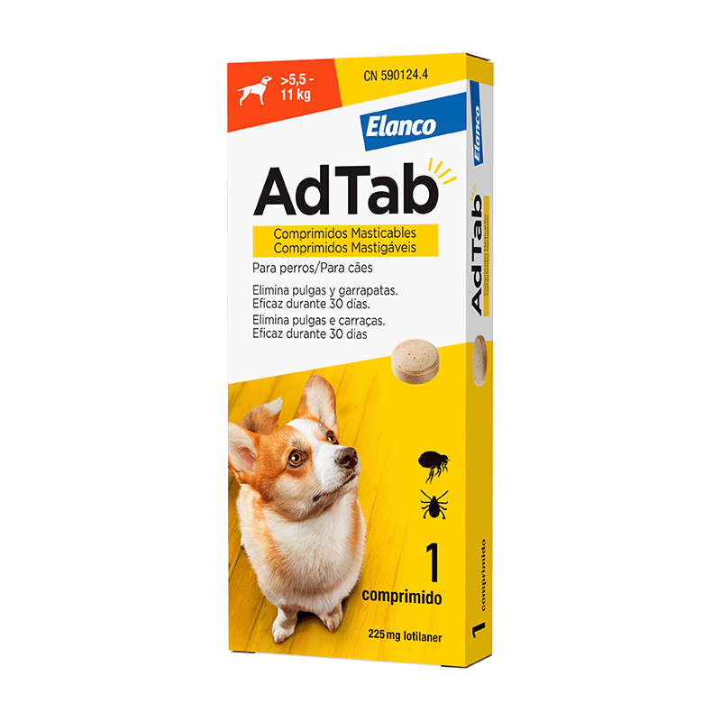 Adtab 1 Comprimido Masticable Antiparasitario Para Perros 5,5-11 Kg