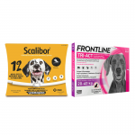 Pack Súper Protección: collar Scalibor 65cm + Frontline Tri-Act 3 pipetas (20-40kg) para perros grandes