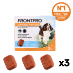 Pack Súper Protección: Frontpro Comprimidos Masticables 10-25kg + Frontline Tri-Act 3 pipetas (10-20kg) para perros medianos