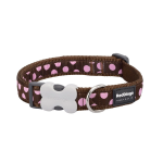 RedDingo Collar para Perros Marrón con Puntos Rosas