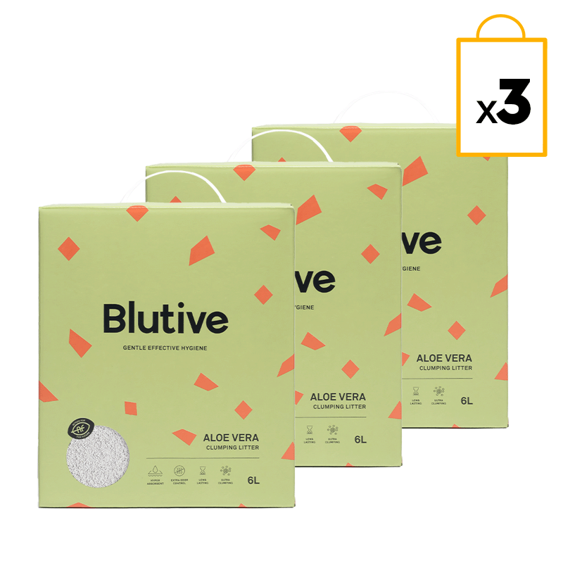 Arena aglomerante Blutive® para gatos aroma Aloe Vera 6L