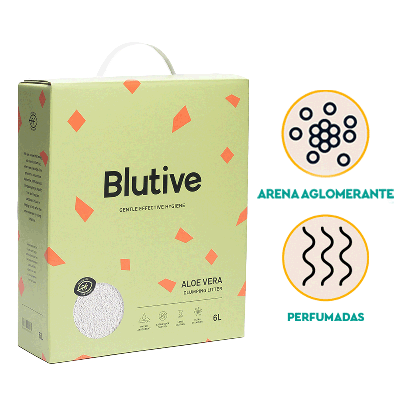 Arena aglomerante Blutive® para gatos aroma Aloe Vera 6L