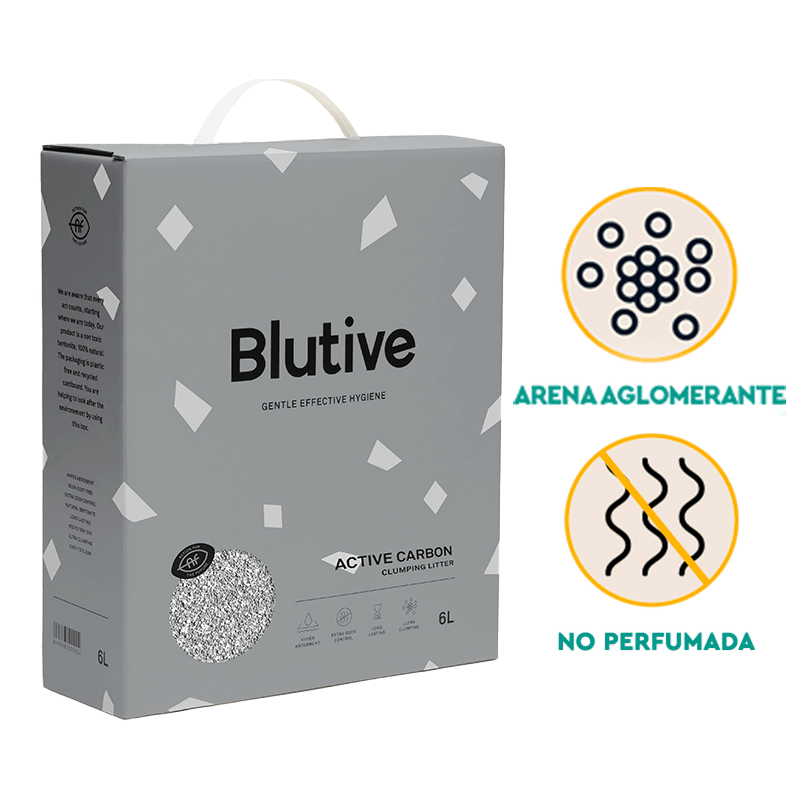 Arena aglomerante Blutive® para gatos aroma Carbón Activo 6L