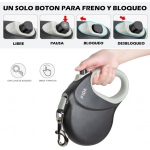 Fida Correa Para Perros Retráctil Color Negro Extralarga