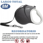 Fida Correa Para Perros Retráctil Color Negro Extralarga