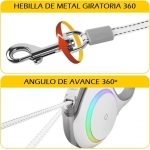 Fida Correa Extensible Para Perros Medianos y Grandes con Luz LED Color Blanco