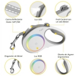 Fida Correa Extensible Para Perros Medianos y Grandes con Luz LED Color Blanco