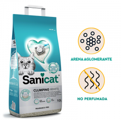 Sanicat Clumping White Arena para Gatos Fragance Free
