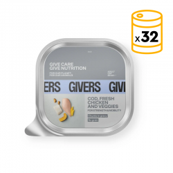Givers Comida Húmeda Natural Para Gatos con Bacalao, Pollo y Vegetales