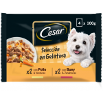 Cesar Multipack Selección en Gelatina Comida Húmeda Para Perros con Pollo y Buey