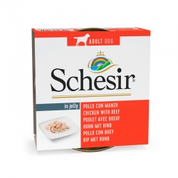 Schesir Comida Húmeda para Perros Filetes de Pollo con Buey en Gelatina