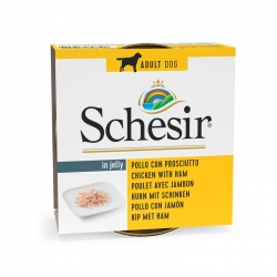Schesir Comida Húmeda para Perros Filetes de Pollo con Jamón en Gelatina