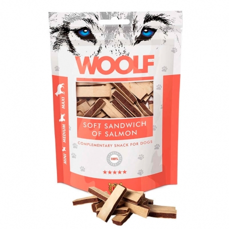 Woolf Soft Sandwich Snack para Perros con Salmón