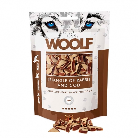 Woolf Snack para Perros Tiángulos de Conejo y Bacalao