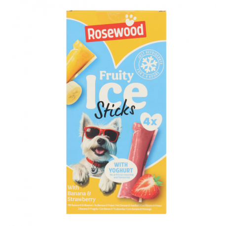 Rosewood Fruity Ice Sticks Snack Helado para Perros con Banana y Fresa
